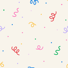 Seamless pattern with colorful confetti. Vector holiday background. Celebration, birthday concept