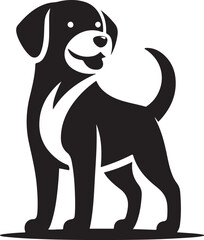 dog shape as logo illustration, black and white, isolated on transparent background 