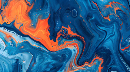 Abstract Fluid Art in Blue and Orange

