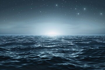 Fototapeta na wymiar Silent Ocean Symphony Calm Sea at Night, Digital Art, Tranquil Marine Theme