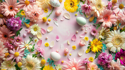 Obraz na płótnie Canvas easter eggs with flowers