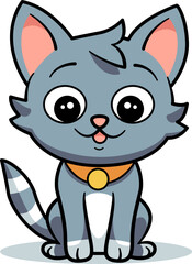 vector illustration. cartoon kitten icon and logo. fun kitty sticker