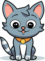 Fototapeta premium vector illustration. cartoon kitten icon and logo. fun kitty sticker
