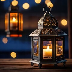 A lantern with a Ramadan theme for social media post design