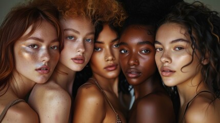 Obraz premium Multiethnic and multiracial group of women, the concept of equality and women's rights