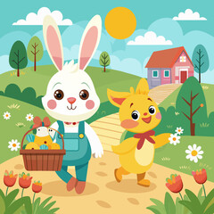 Obraz na płótnie Canvas Easter Bunny With Eggs
