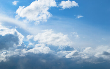 Naklejka na ściany i meble Sky blue landscape with beautiful cumulus clouds