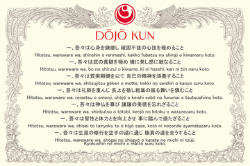 Certificate, diplom karate SHINKYOKUSHIN DOJO KUN. Old vintage paper texture background art design.