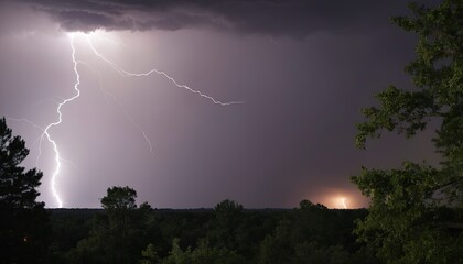 A lightning over the trees