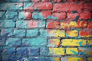 Urban Artistry Graffiti on Brick Wall, Street Style, Digital Illustration, Urban Expression