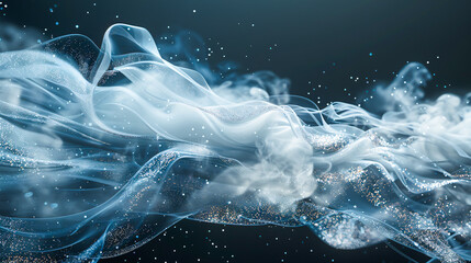 Fototapeta na wymiar Smooth blue smoke wave on abstract background, concept of fluid motion and design elegance