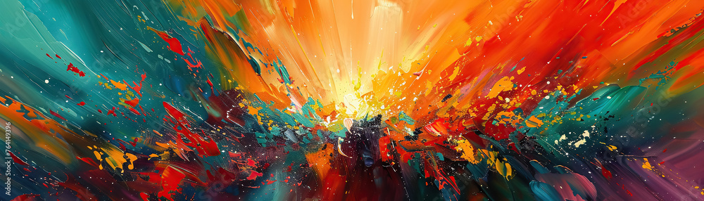 Poster Abstract explosion of vibrant colors representing creativity and dynamic motion
