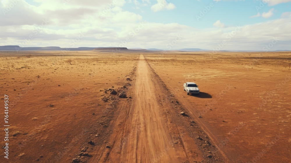Poster Generative AI Remote Desert Highway from Above