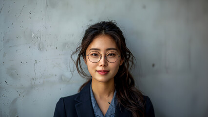 Portrait of a young confident professional asian japanese businesswoman, manager of a company.  - obrazy, fototapety, plakaty