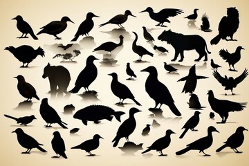animal silhouette collection set of black animal
