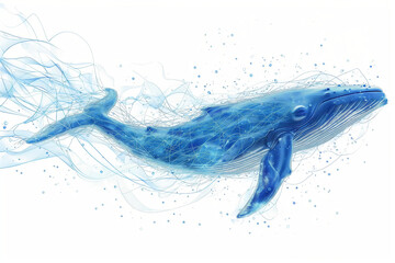 Underwater Marine Life Illustration Featuring Dolphin, Whale, and Fish