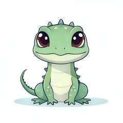 Fototapeta premium cute iguana kawaii style - generated by ai