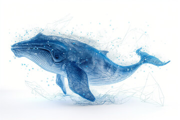 Underwater Marine Life Illustration Featuring Dolphin, Whale, and Fish
