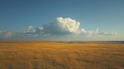 Fototapeta premium The immense shadow of a solitary cloud moving across the rolling hills of the Great Plains, emphasizing the vastness of the landscape.