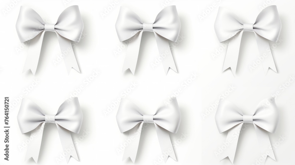 Aufkleber generative ai set of different white ribbons, on a white isolated background