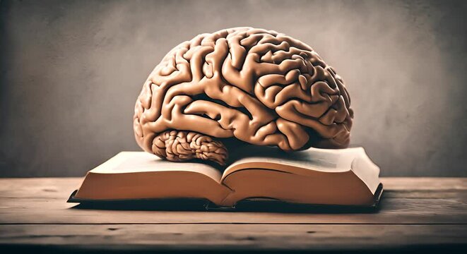 Brain on top of a book.