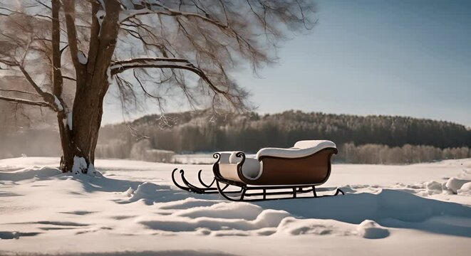 Sleigh in the snow.