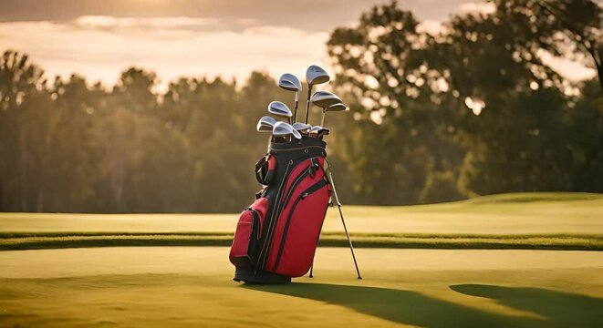 Backpack with golf clubs.
