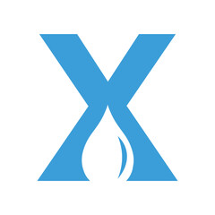 Water Logo combine with letter X vector template