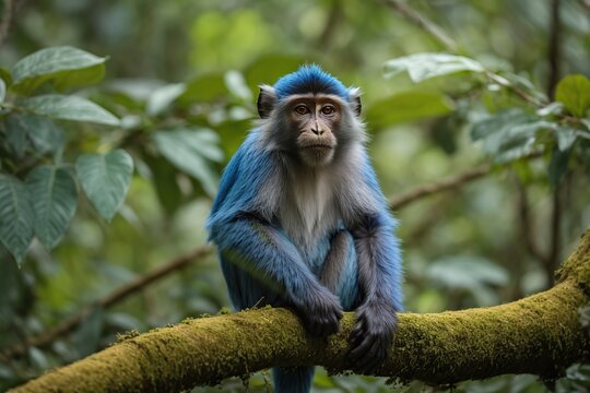 blue diademed monkey sitting