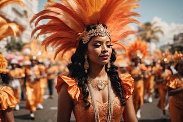 black woman in a carnival parade on the street