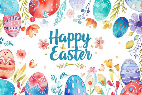 Easter illustration with Happy Easter caption 