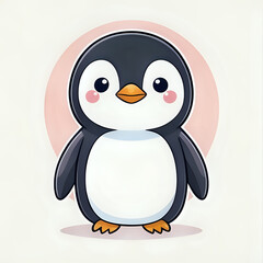 Obraz premium flat design cute penguin kawaii style - generated by ai