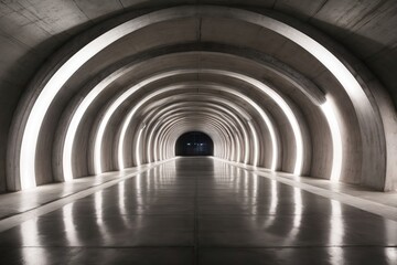 dark concrete led white lights underground tunnel