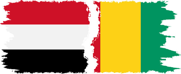 Guinea and Yemen grunge flags connection vector