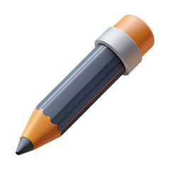 Short yellow pencil, realistic pencil isolated cartoon with rubber eraser.