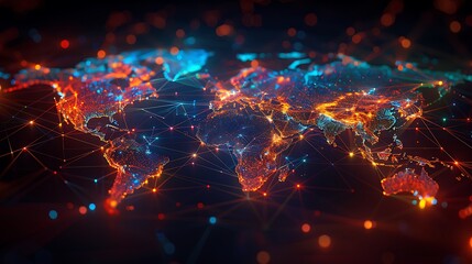 Neon Earth: The Vibrant Veins of Global Data Exchange