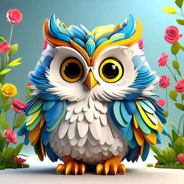 Colorful Owl Companions: Delightful Friends for Kids. greeting car illustration 