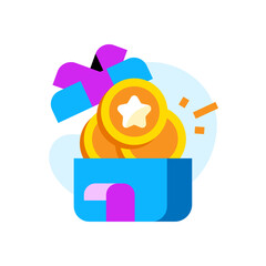 successfully claim the prize. get reward experience points XP. collect star coin concept illustration flat design vector. simple modern graphic element for ui, infographic, icon