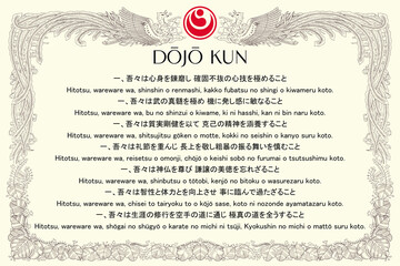 Certificate, diplom karate SHINKYOKUSHIN DOJO KUN. Old vintage paper texture background art design.