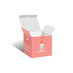 Candle Packaging box Size 4x4x4 inch dieline template, vector design