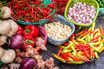 vegetables are on sale at vietnamese street