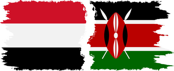 Kenya and Yemen grunge flags connection vector
