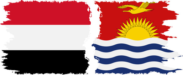 Kiribati and Yemen grunge flags connection vector