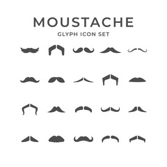 Set glyph icons of moustache