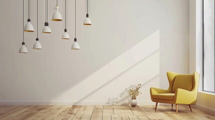 Soft and Cozy Living Room with Mustard Yellow Chair AI Generated