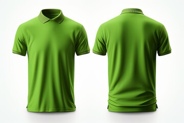 Realistic Green polo shirts mockup front and back view design template isolated on white background, 3d rendering
