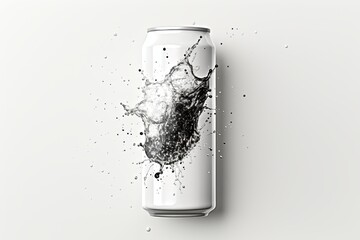 Blank fizzy packaging white can mockup with water drop on a dark background, 3d rendering - obrazy, fototapety, plakaty
