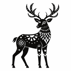 Boho Deer black silhouette icon