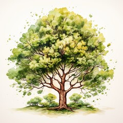 Fototapeta premium Generative AI Vintage-style cute summer tree clipart