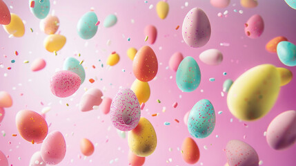 Fototapeta na wymiar flying colorful easter eggs background